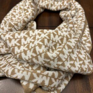 Michael Kors MK Unisex Scarf White Brown (58" Length x10" Width)